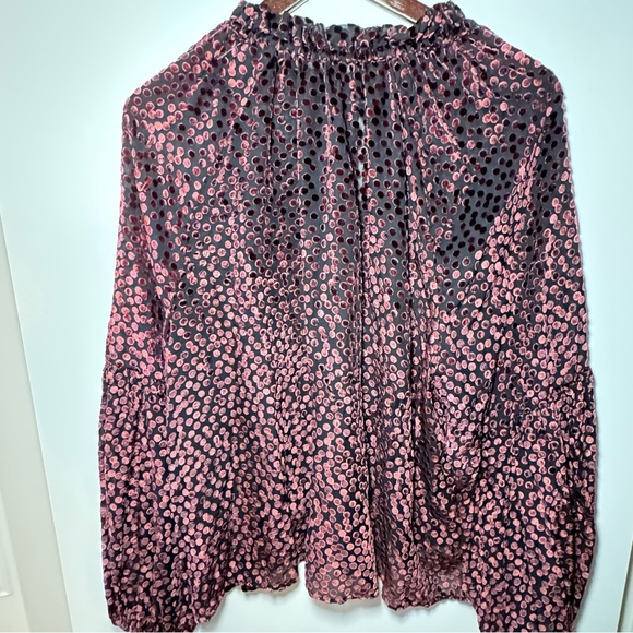 Addition Elle Balloon-Sleeve Burnout Velvet Top - Winetasting - Size 2X - Picture 1 of 10